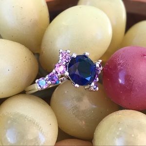 Round Cut Amethyst with C.Z SS 925 Rings 6,7,8,9